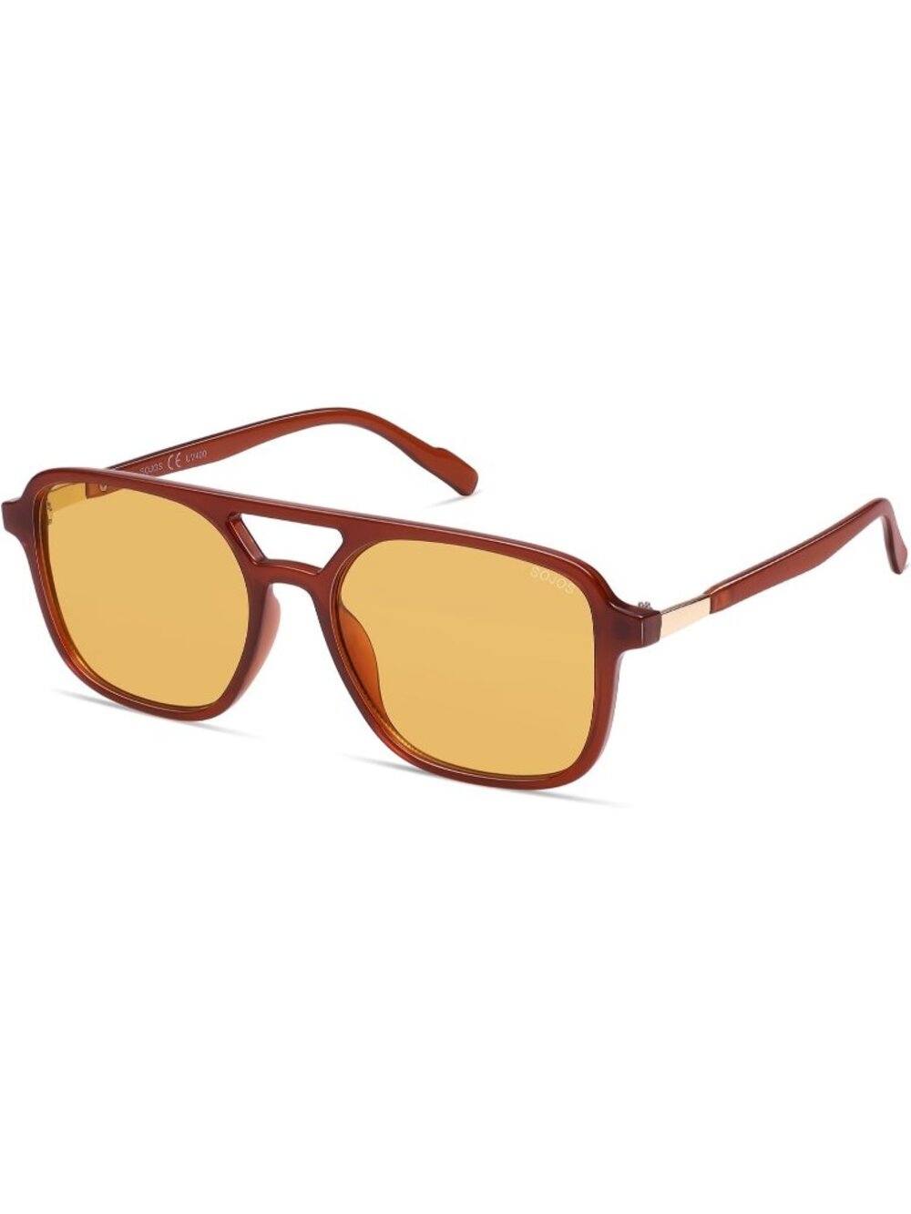Women's Brown/Yellow Y2K Retro Aviator Rectangle Shades UV400 Sunglasses